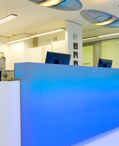 Empfang der Hautarztpraxis in Haus 2